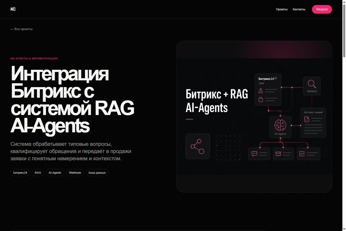 Страница кейса в портфолио